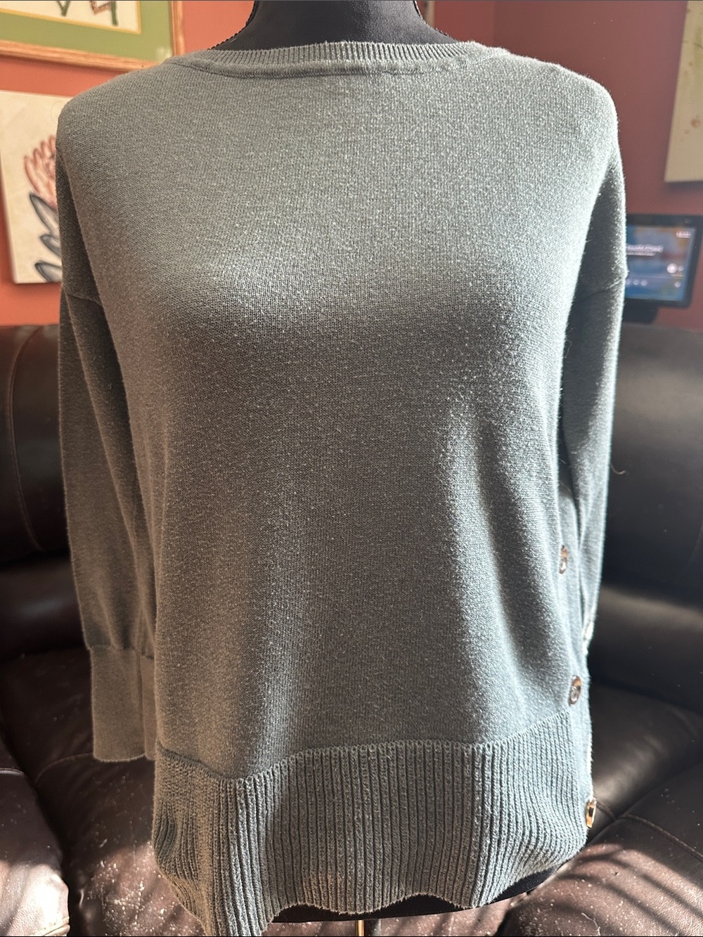 Tahari Lightweight Crewneck Sweater in Sage